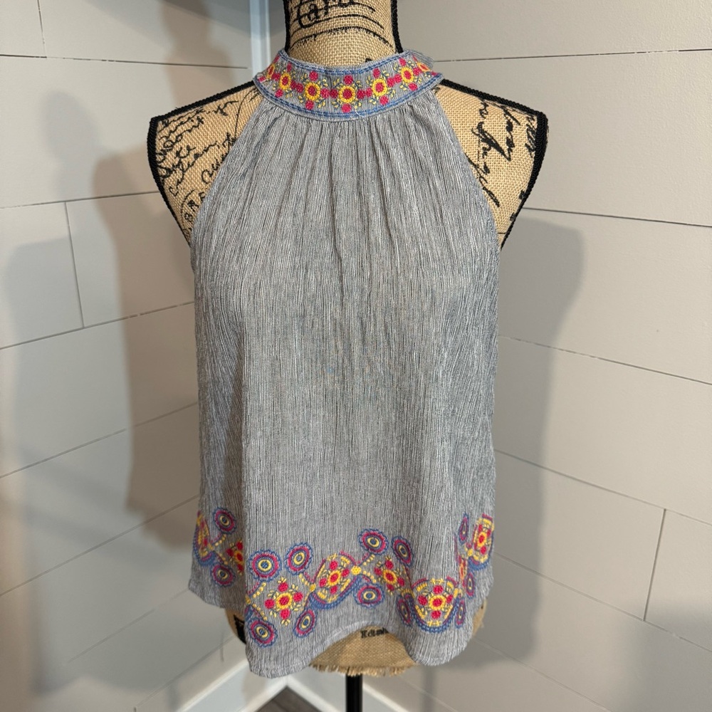 THML Anthropologie Embroidered Blouse Top - Small